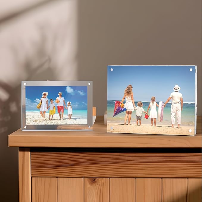 5x7 Inches Acrylic Picture Frames 1 Pack, Double Sided Magnetic Photo Frames,Free Standing on Desk or Table Clear Picture Frames