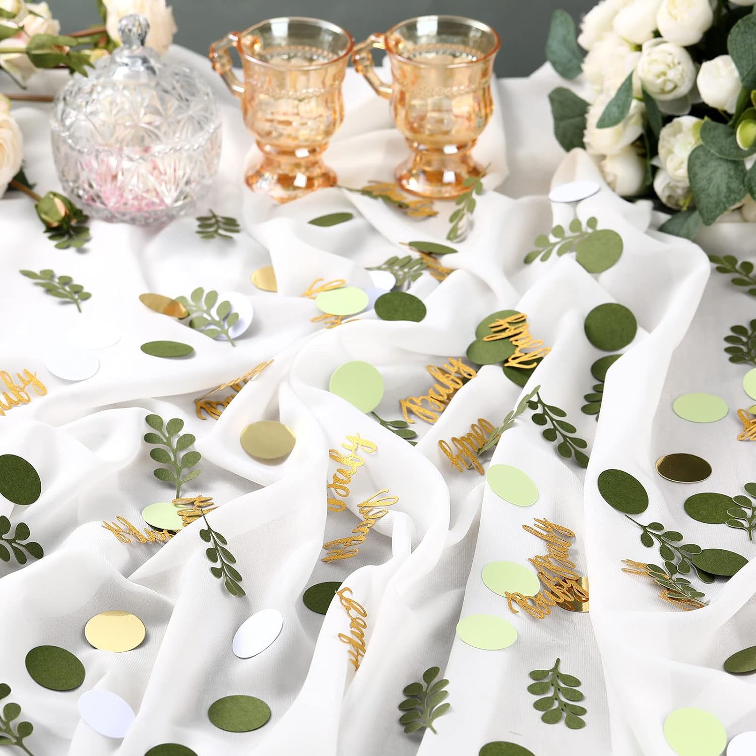 Minatee 400 Pcs Baby Shower Confetti Decorations Table Confetti Dots Gender Reveal Wedding Decor(Elegant Color,Fresh Style)