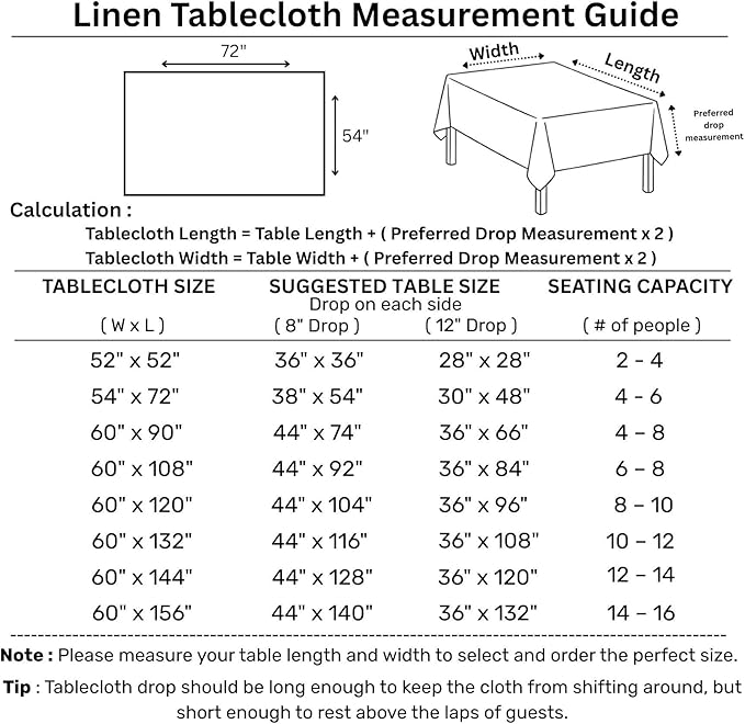 Solino Home Ivory Linen Tablecloth 54 x 72 Inch - 100% Pure Linen Table Cloth for Rectangle Tables - Fete, Machine Washable Tablecloth for Fall, Autumn, Thanksgiving, Christmas, Holiday