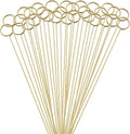 Hananona 30 Pcs Metal Floral Place Card Holder, 13.4 Inch Flower Picks Clip for Floral Arrangement, Golden Card Holder for Wedding and Party (Round)