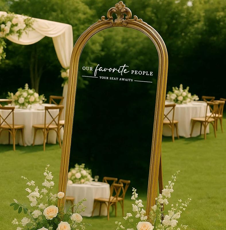 Our Favorite People Vinyl Decal, Find Your Seat Vinyl Decal, Wedding Sign Decal, Seating Chart Sticker, Our Favorite People Sticker, Wedding Removable Adhesive (White, Wide 20")