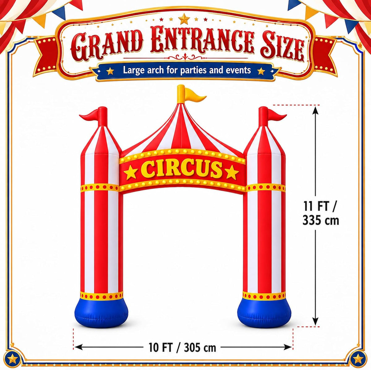 11FT Inflatable Arch Circus Tent, Carnival Party Decorations Outdoor