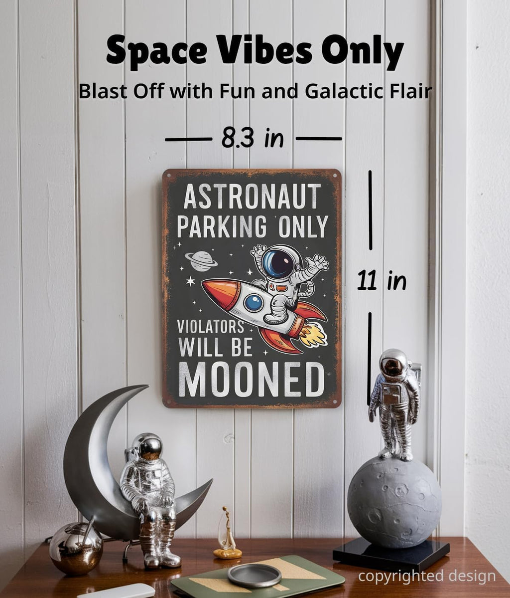 Astronaut Parking Sign - Funny Space Room Decor for Boys, Outer Space Gift