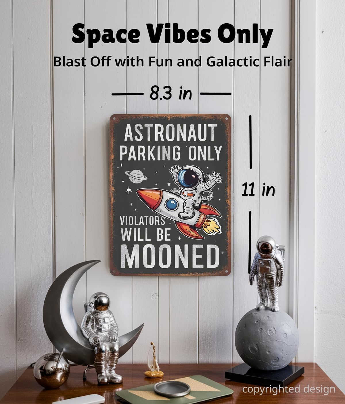 Astronaut Parking Sign - Funny Space Room Decor for Boys, Outer Space Gift