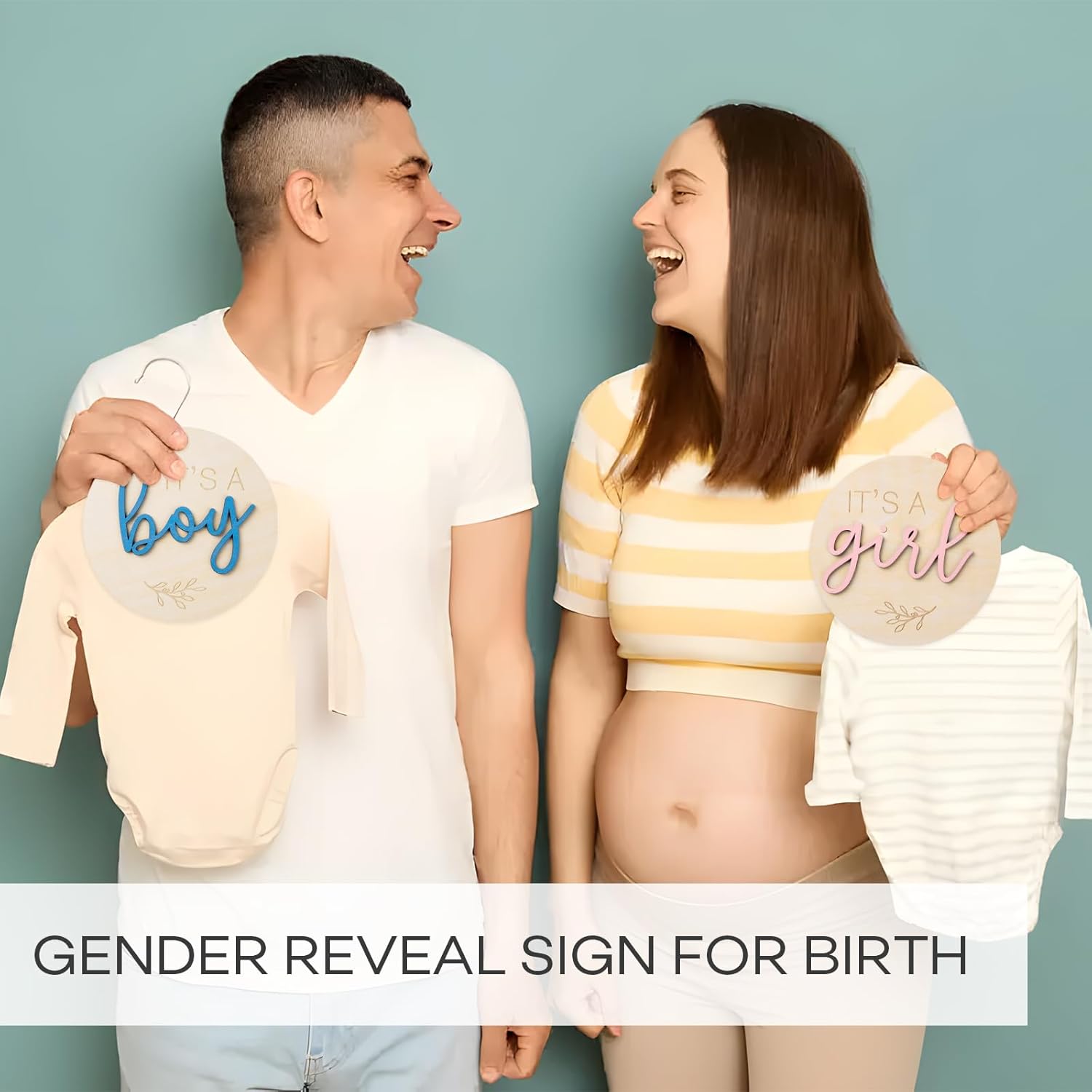 Gender Reveal Sign for Baby Birth: 3Pcs It's A Boy Girl & Hello World Announcement Sign for Hospital - Wooden Newborn Welcome Board for New Boys and Girls
