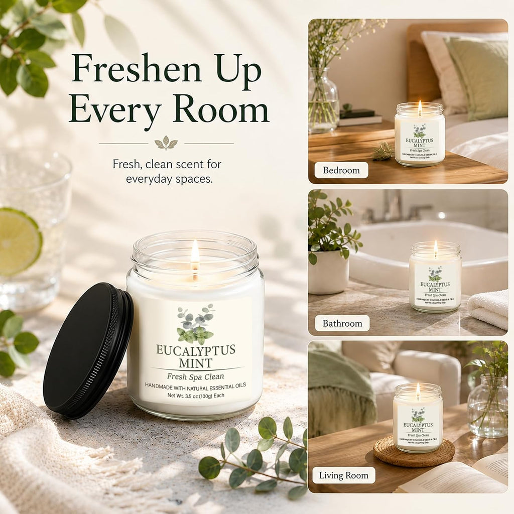 Spring & Summer Scented Candles Set, 6 Pack Soy Candles for Home, 21 oz Aromatherapy Candle Gift Set for Women, Mom, Birthday & Housewarming Gifts, Eucalyptus Mint & Vanilla Coconut