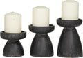 Deco 79 Wood Decorative Candle Holder Candle Stand, Set of 3 Candlestick Holder 6", 5", 4"H, Black