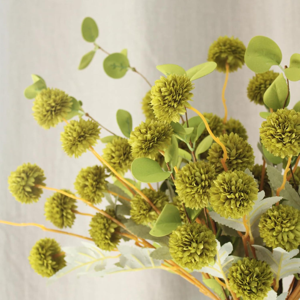 green flowers artificial & faux greenery for vase, side view