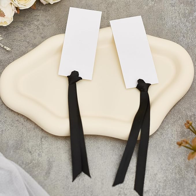 60pcs Name Cards for Table Setting, Place Cards, Wedding Place Cards.Wedding Name Tags.Present Tags with String Attached.and Reserved Signs for Wedding Seating (Black)