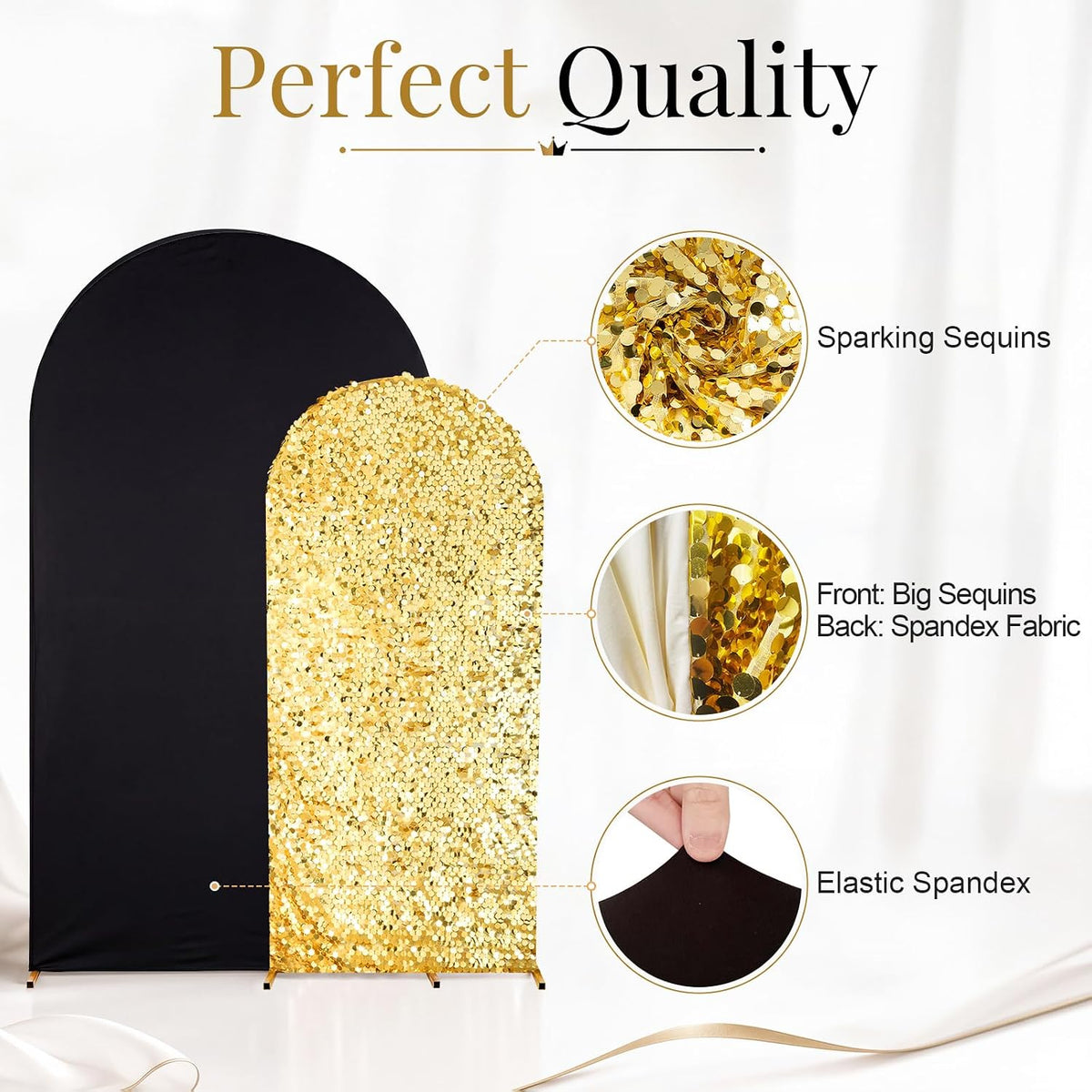 saitimade set of 2 black and gold sequin, close-up detail