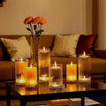 yshengood 6 Pcs Glass Hurricane Candle Holder Ribbed Glass Candle Holder - Elegant & Easy to Use, Perfect for Wedding, Holiday, Party Decor, Home and Event Essential