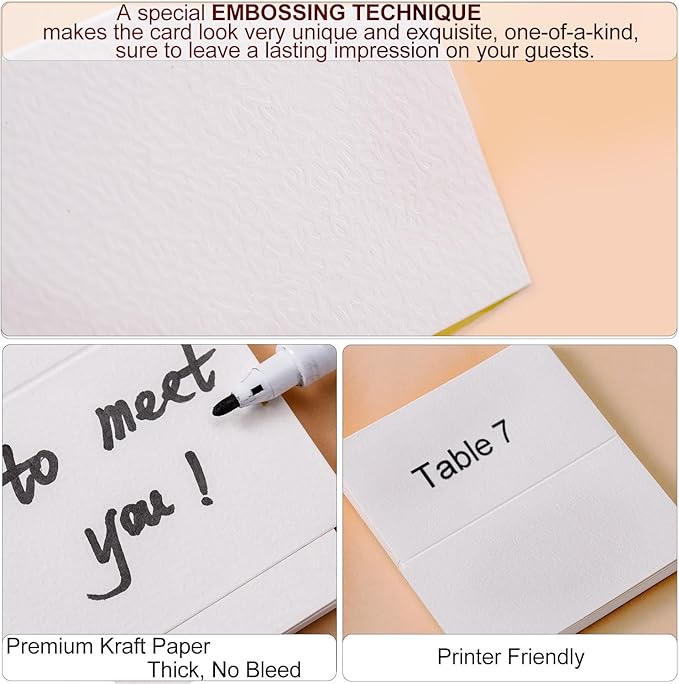 60 Pcs Premium Place Cards, 2x3.5in Small Tent Cards, Blank Fillable Banquet Seat Cards, Name Cards, Escort Cards, Table Cards, Wedding Place Cards for Wedding, Table, Dinner Parties