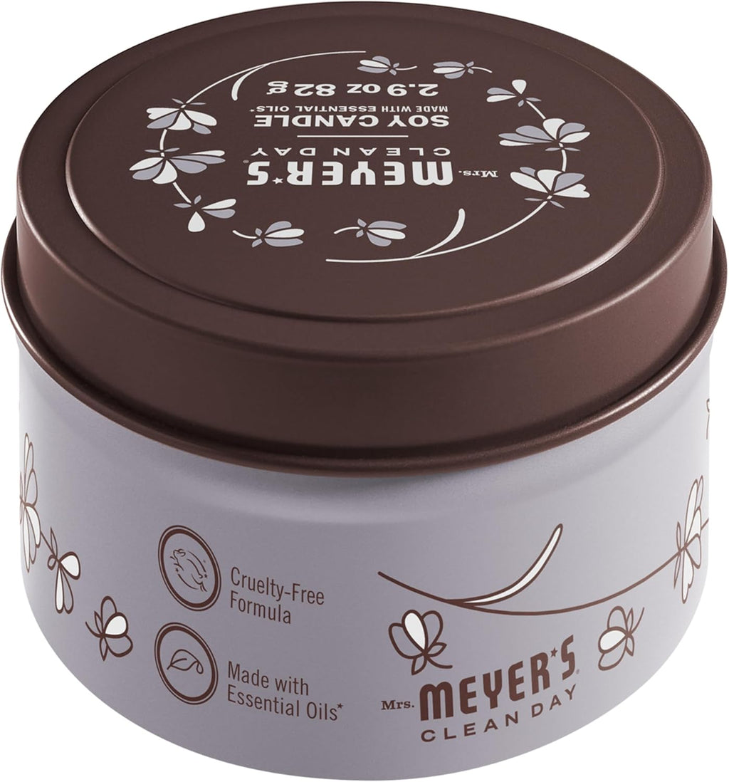 MRS. MEYER'S CLEAN DAY Soy Tin Candle, 12 Hour Burn Time, Made with Soy Wax and Essential Oils, Lavender, 2.9 Oz