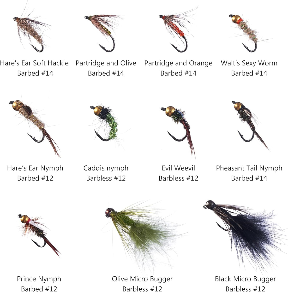 BASSDASH Fly Fishing Flies Kit Fly Assortment Trout Bass Fishing with Fly Box...