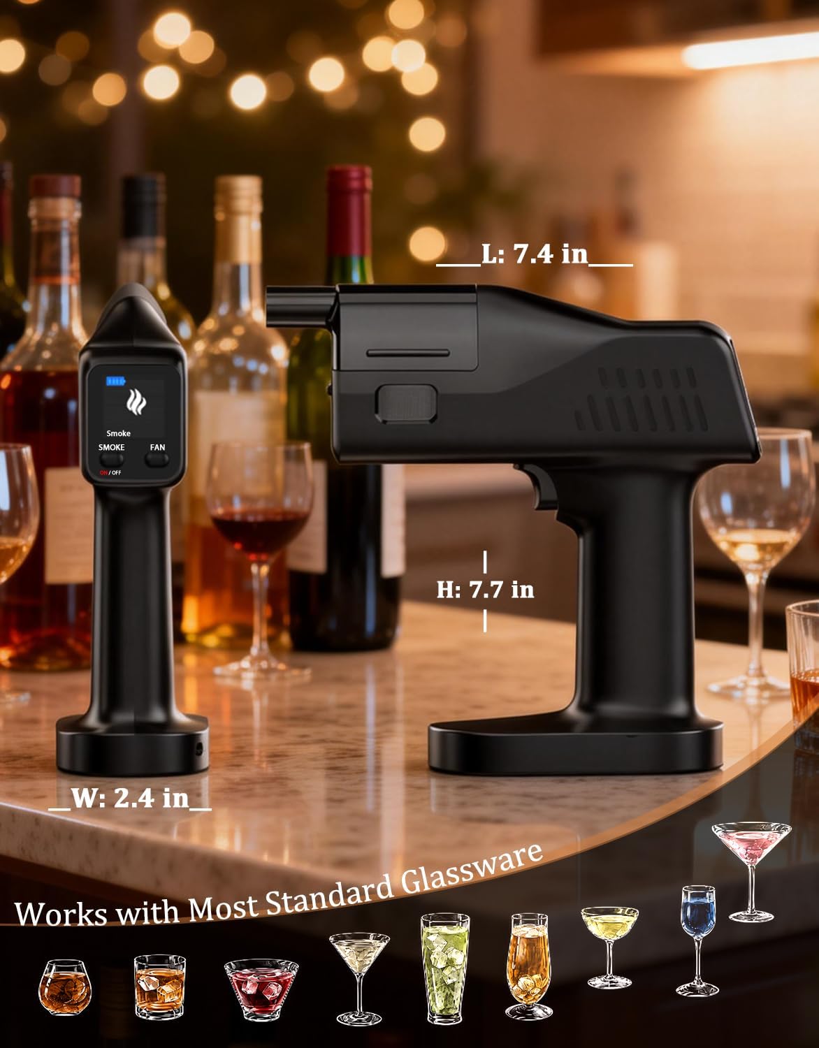 Cocktail Bubble Smoke Gun for Drinks - Creates Aromatic Smoke Bubbles