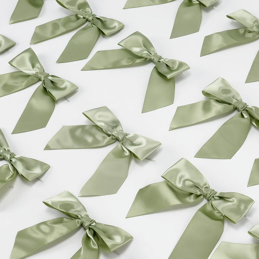 AIMUDI Sage Green Bows - 4.5" Pre-Tied Ribbon Bows for Wedding, Baby Shower, Bridal Shower & Party Favor - 36 PCs