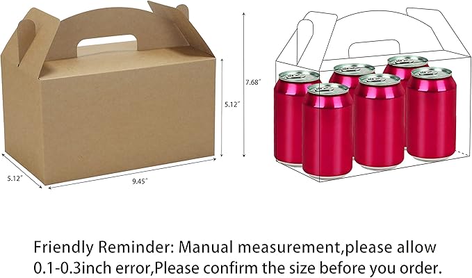 HUAPRINT Brown Treat Boxes Large Bulk,Gable Boxes 30 Pack 9.45x5x5Inches,Party Favor Boxes Goodie Boxes for Birthday Party Baby Shower Wedding Christmas