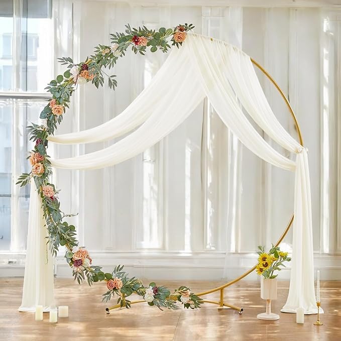 MDS Halloween Chiffon Draping Fabric - 2 Panel, 30" Wide x 30ft Long - Sheer Spooky Arbor & Canopy Drapery for Haunted House Backdrops, Party Ceilings, DIY Costumes & Themed Events - Ivory