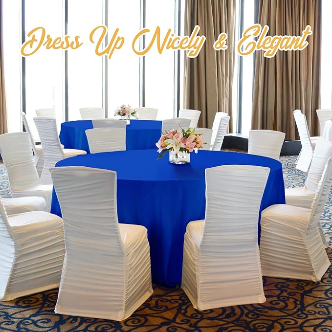 BRILLMAX 4 Pack Royal Blue Round Tablecloths 120 Inch - Circle Bulk Linen Polyester Fabric Washable Table Cloth Cover for Wedding Reception Banquet Birthday Party Buffet Restaurant