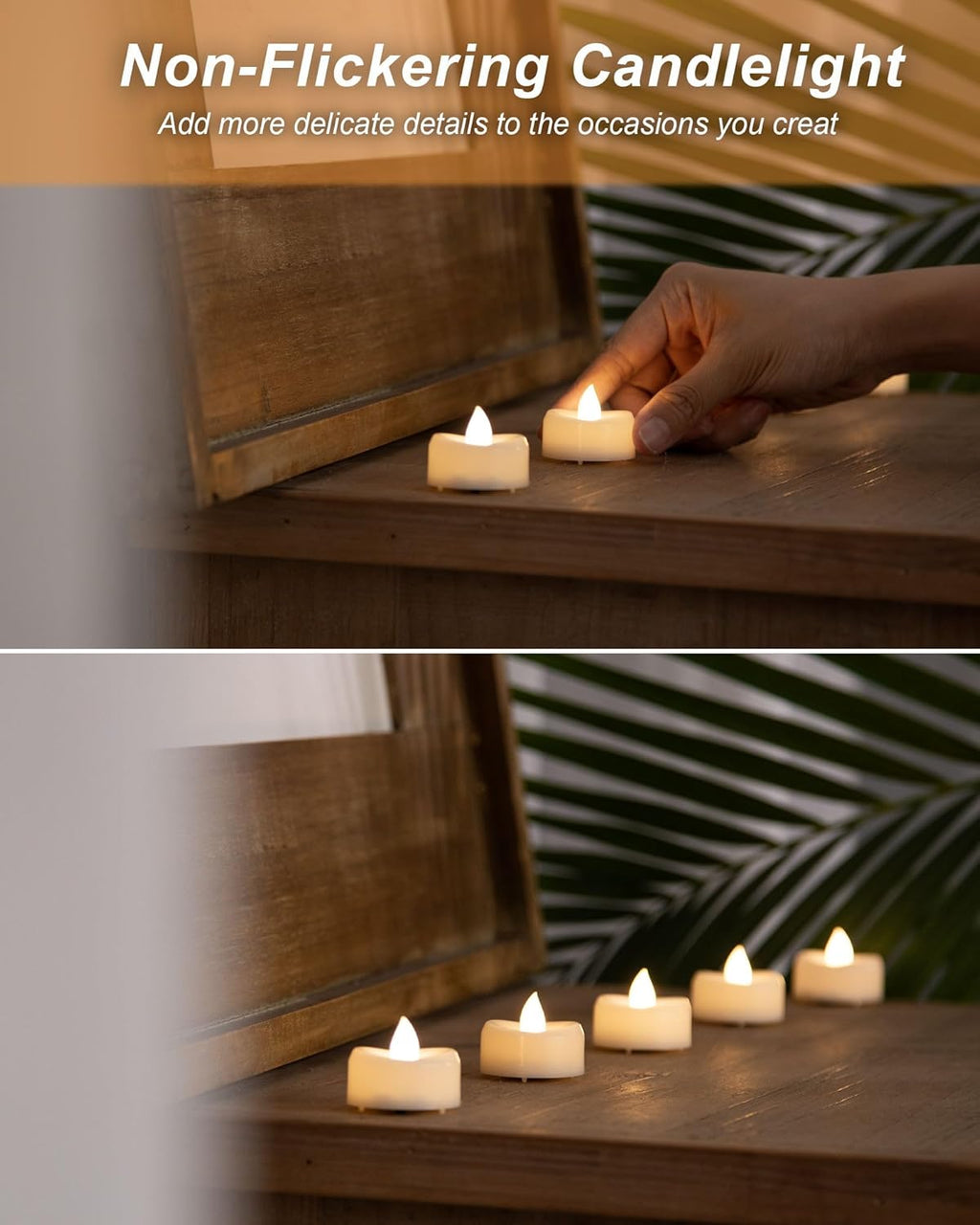 BEICHI Flameless Candles, 12/24/50/100/150 Pack Tea Lights Battery Operated, No Flickering Votive Candles LED Tea Lights for Halloween Christmas Wedding Home (24 Pack, Warm White)