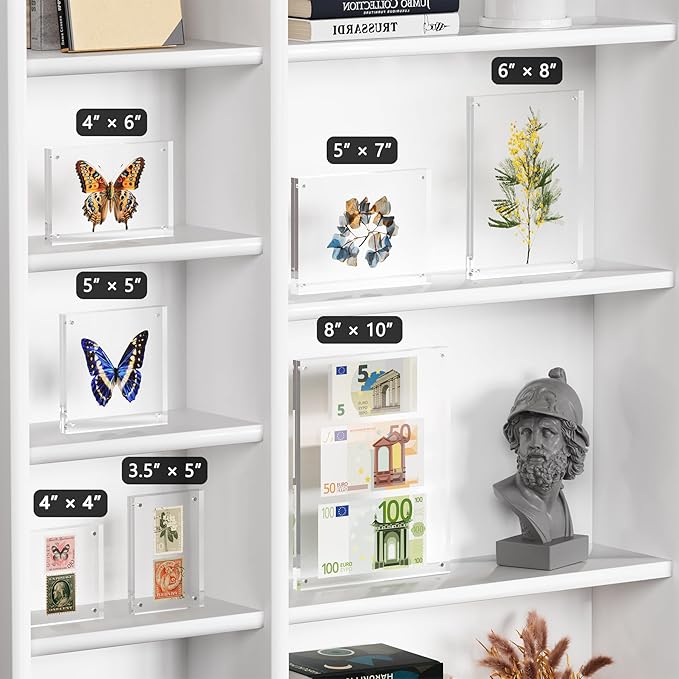 5x7 Acrylic Picture Frame 5 Pack, Clear Freestanding Double Sided Frameless Magnetic Photo Frames, Desktop Display Decor Gift