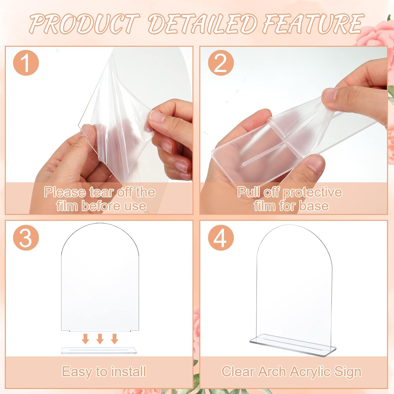 Juexica 30 Packs 5x7 Inch Clear Acrylic Arch Sign - Blank DIY Table Numbers with Stand for Weddings, Office Parties & Menus