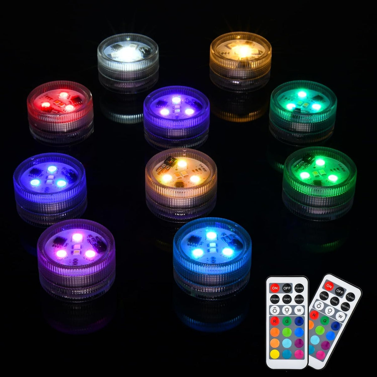 Mini Submersible LED Tea Lights - Waterproof Flameless Led Lights Battery Pow...