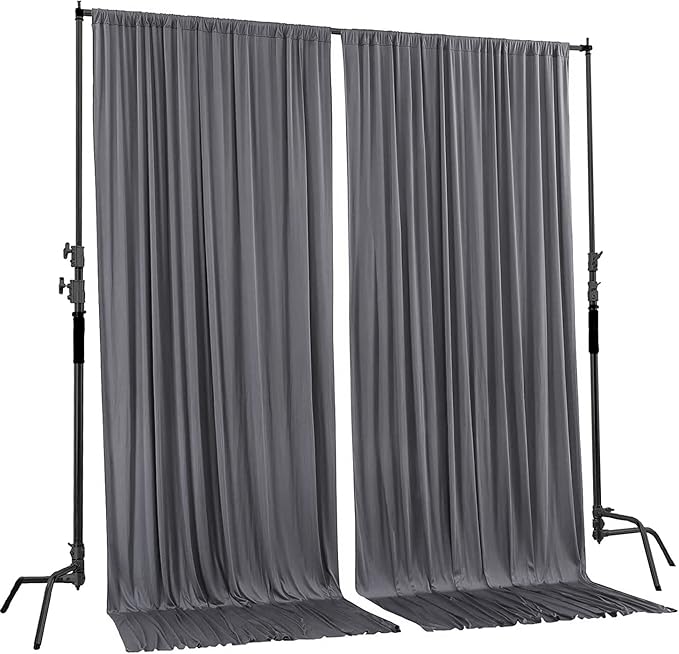 AK TRADING CO. 10 feet x 10 feet Charcoal IFR Polyester Backdrop Drapes Curtains Panels with Rod Pockets - Wedding Ceremony Party Home Window Decorations