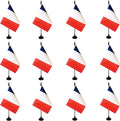 France Desk Flag, 12 Pack French Table Office Flag with Black Solid Pole and Stand Base, International Country Flag, Festival Celebration, Classroom Meeting Desktop Decor (France)