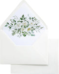 PONATIA 50PCS A7 Euro Flap Ivory Envelope, 5.25 x 7.25'' Flowers Liner Envelopes for Wedding Invitations, Photos, Postcards, Greeting Cards, Christmas Gift Cards, Acrylic Mailing, 5x7 Envelopes
