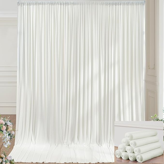 50×14ft Wrinkle Free Ivory Backdrop Curtain, Soft Silky Easy to Drape Cream Wedding Drapes for Backdrop, 10 Panels 5×14ft Photo Backdrop Curtains for Parties Birthday Photography Background Cloth