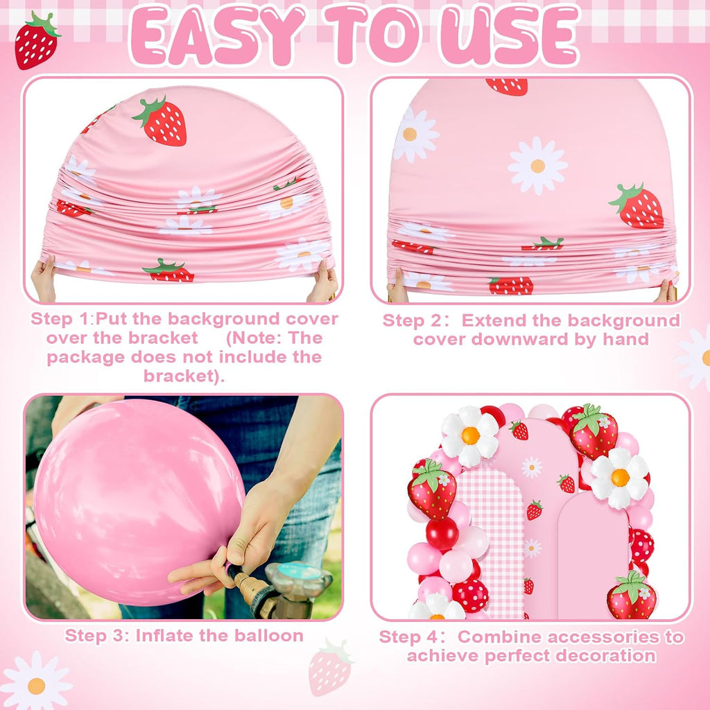 foilswirl 34 pcs strawberry arch backdrop covers party, package contents