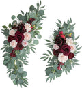 ponatia Wedding Arch Flowers (Pack of 2), Artificial Burgundy Wedding Flowers for Wedding Welcome Signs Decorations and Arch Flower for Wedding Ceremony Reception (Burgundy & Blush)
