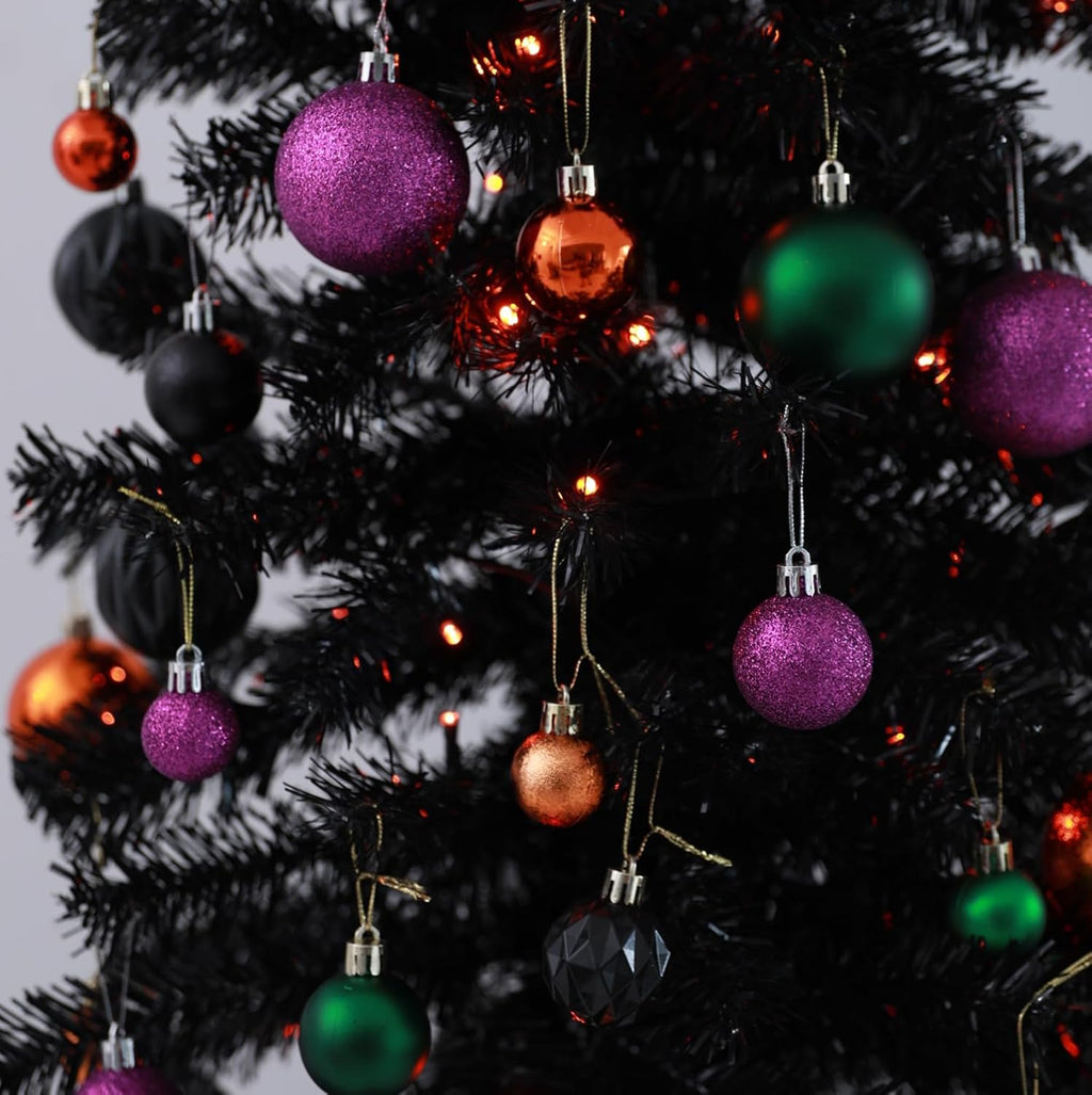 HipTree 1.57Inch 30ct Halloween Ornaments Decorations for Mini Tree | Nightmare Before Christmas Purple/Orange/Green/Black Ball Ornaments Set for Table Indoor Fall Holiday Party Home Decor