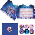 36 Pcs Cartoon Birthday Invitations, Anime Theme Birthday Party Invitations, Includes 12 invitation cards, 12 envelopes, and 12 stickers.