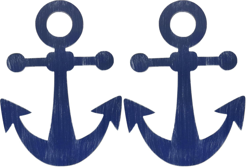 NoJo Little Love Separates Collection Anchor Shaped Wall Art, Navy (Pack of 2)