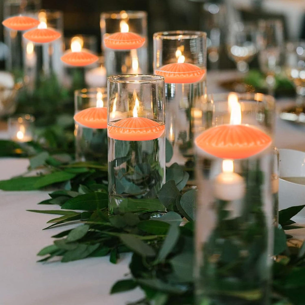 10 Hour Navy Floating Candles Large 3"，Unscented Romantic Tealight Ribbed Candles for Cylinder Vases，Centerpieces at Wedding, Party, Pool, Holidays, Set of 12
