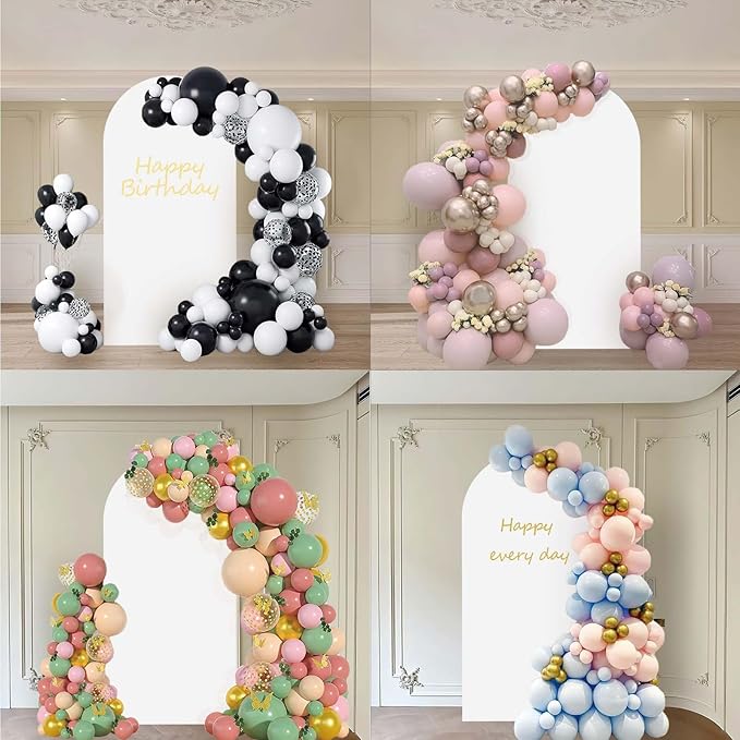 6FT Wedding Arch Backdrop Stand and White Arch Cover, White Spandex Fitted Backdrop Cover and Gold Wedding Arch Frame for Birthday Party Wedding Ceremony Bridal Baby Shower, Parties Decoration.
