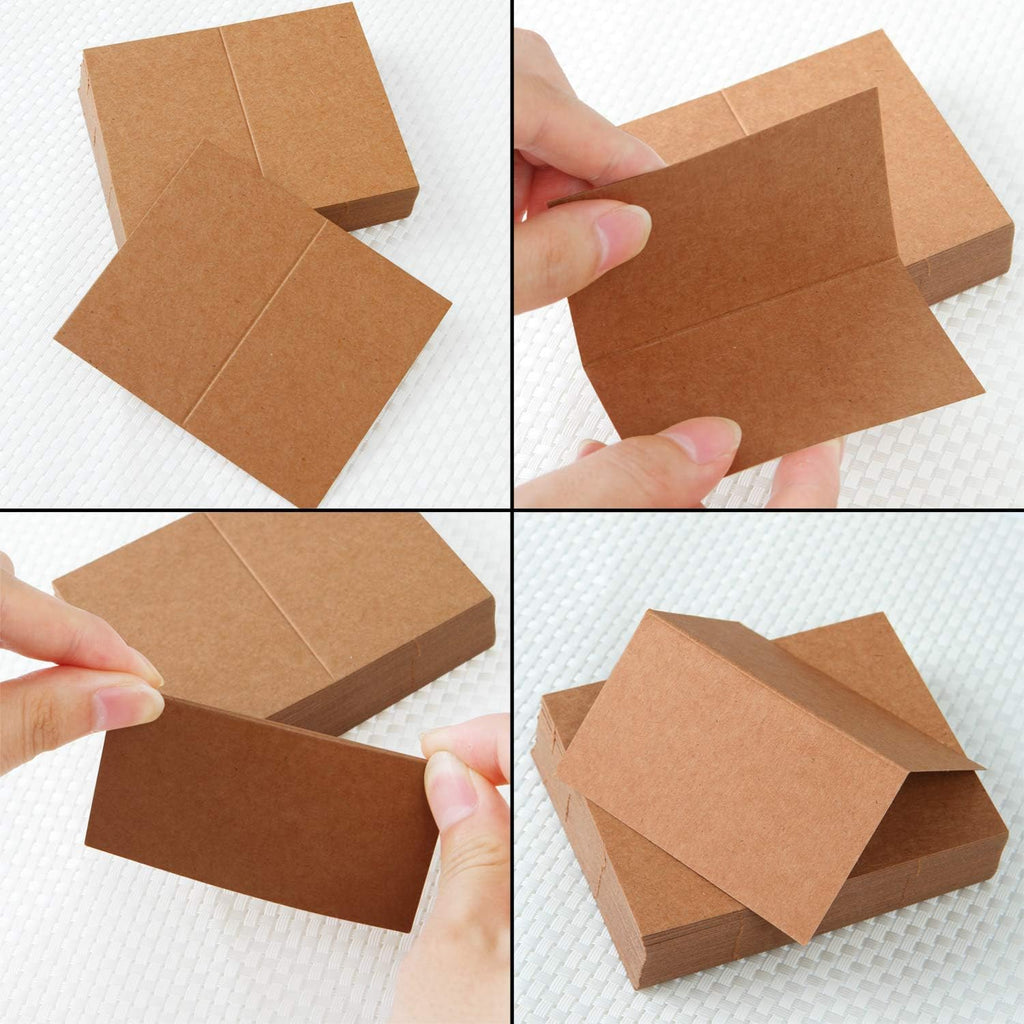 WOHENI Place Card Holders, 20 Pcs Place Rustic Wooden Card Holders Table Number Stands for Name Tags Food Markers Party Wedding Table Name Card Holder Memo Photo Holder Card and 30 Pcs Kraft