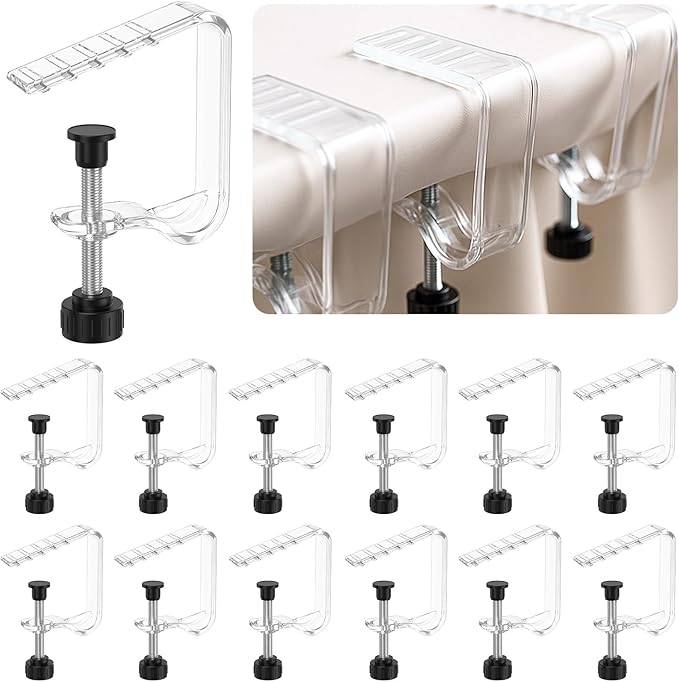 12 Piece Adjustable Tablecloth Clips with Strong Clamping Force to Prevent Slippage. Damage-Free Picnic Table Clips , Easy to Install, Suitable for Tables with Thickness Between 0.4-1.96 Inch.