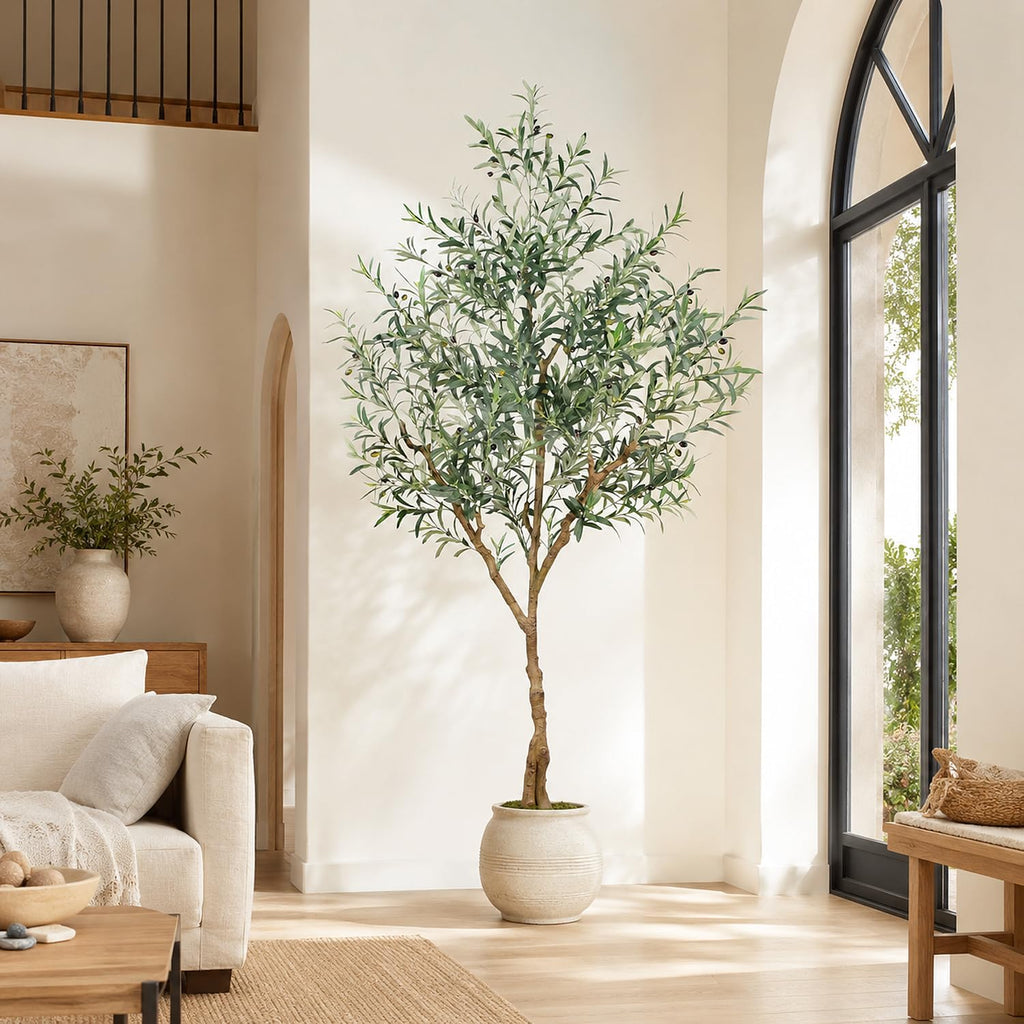 olive trees artificial indoor,7ft tall faux olive tree, side view