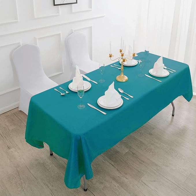 Rectangle Tablecloth 90x156 inch Washable Polyester Fabric Table Cloth for Wedding Party Dining Banquet Decoration（90x156, Caribbean Blue）