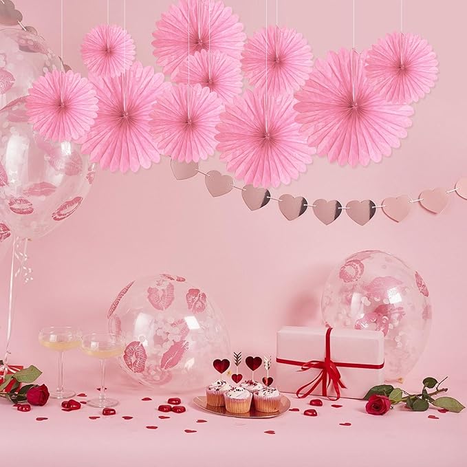 20 Pcs Pink Hanging Paper Fan, Hanging Honeycomb Round Paper Fans for Weddings, Birthdays, Christmas, Baby Showers, Classroom, Events Ceiling Party Supplies Decorations