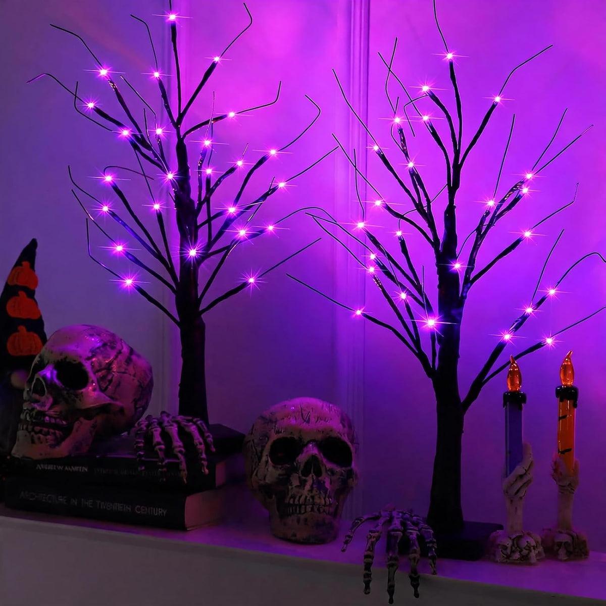 halloween decorations 2 pack 24 inch color-changing halloween, front angle view