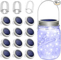 SunKite Solar Mason Jar Lights, 12 Pack 30 LED Waterproof Fairy Firefly Jar Lids String Lights with Hangers(NO Jars), Patio Yard Garden Wedding Decoration - Cool White