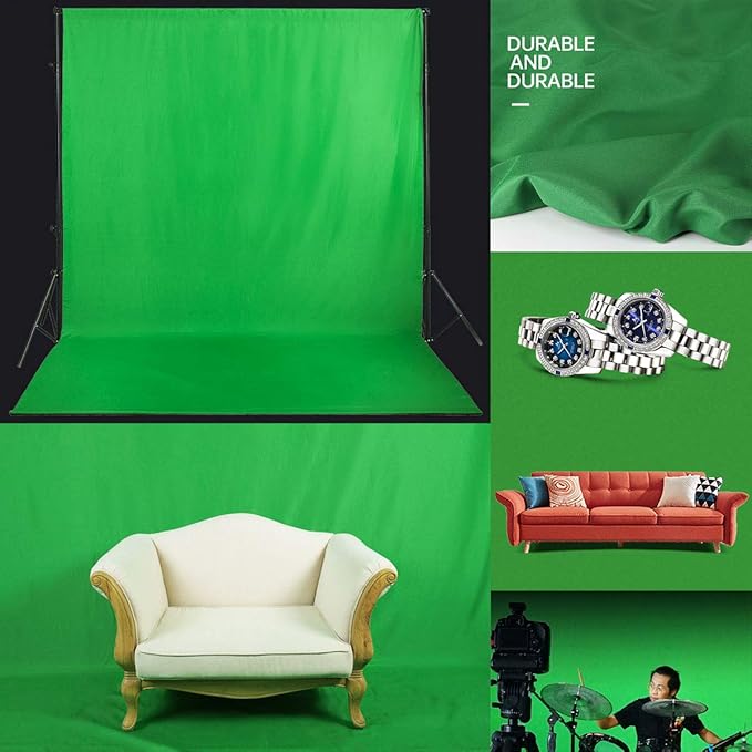 Green Screen Backdrop 6x9ft Photo Backdrop Chromakey Muslin Portrait Green Backdrop for PS Keying/Video Creation/Studio Portrait Shoots