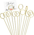 30 Pack Strong Grip Gold Floral Card Holder Picks (13.4 Inch) | Premium Metal Flower Picks for Table Centerpieces, Picture Holders for Table, Photo Card Holder Stick for Flower Arrangements