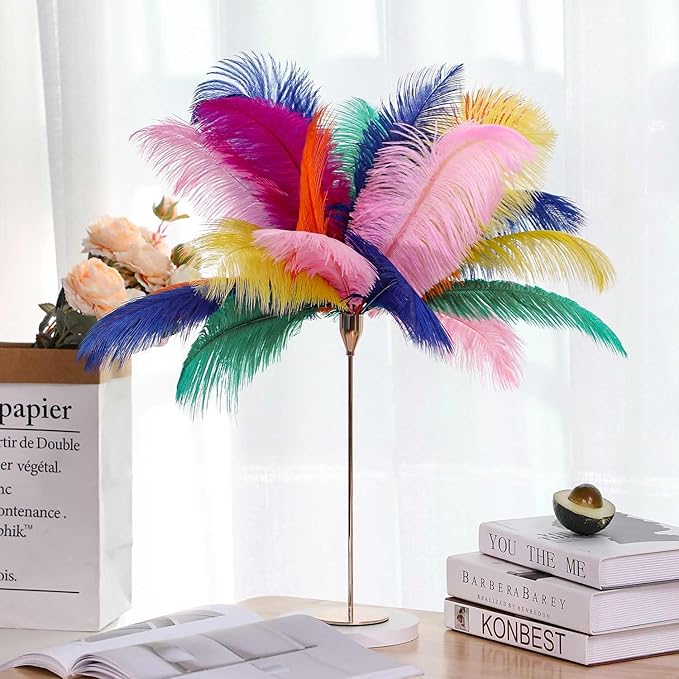 YAKRUNA 30PCS Orange Ostrich Feathers Bulk 12-14 Inches for Centerpieces for Wedding Birthday Gatsby Party, Decorative Plumes for Vase & Table & Christmas Tree Decor (30-35cm, Orange)