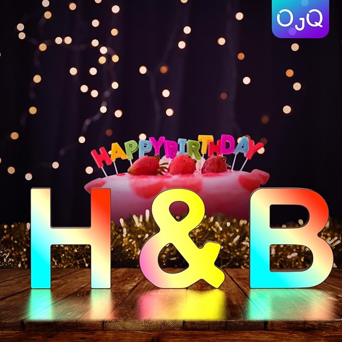OJQ Light Up Letters LED Letter - Marquee Letters Room Decor Alphabet Letter Music Sync Color Change Colorful - Christmas Birthday Gifts for Girl - Teen Girls Gifts Party Home Wall Decor