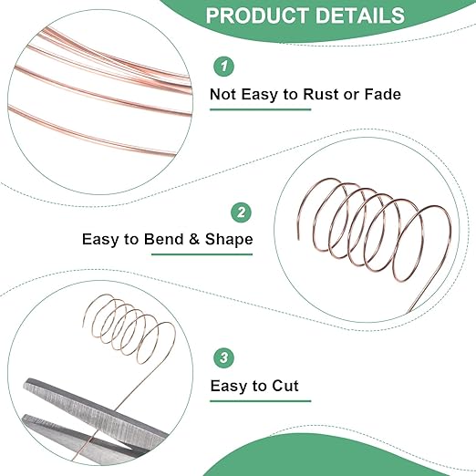 2-Rolls 0.2mm Jewelry Wire, 32 Gauge 328FT Craft Wire Copper Beading Wire for Jewelry Making/Planting/Weaving/DIY Crafting, Soft Metal Wires [100M, Champagne Gold]